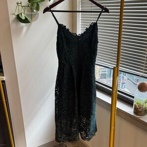 Astr Forest Green Lace Dress
